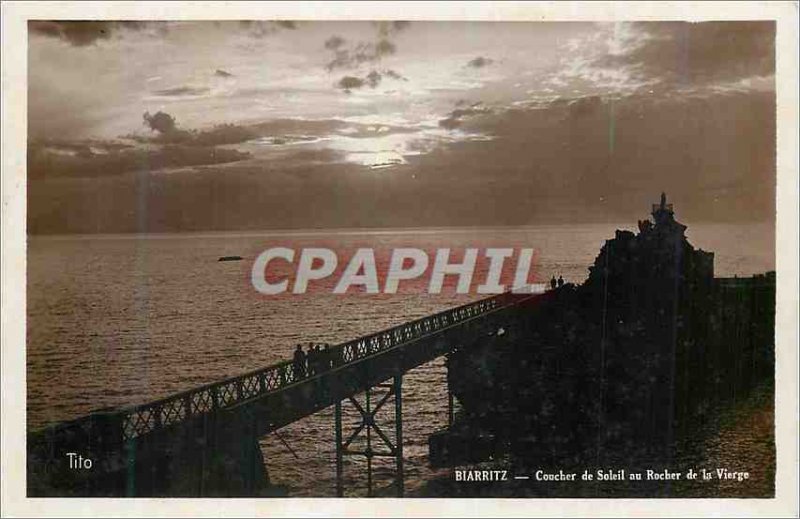 Modern Postcard Biarritz Sunset at the Rock of the Virgin