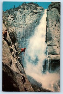 Yosemite National Park California Upper Yosemite Falls Rock Climbers CA Postcard