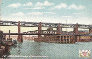 Postcard High Level Swing Bridges Newcastle on Tyne UK