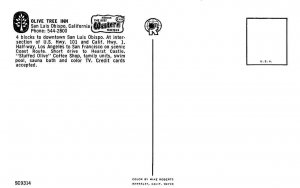 San Luis Obispo, California OLIVE TREE INN Roadside ca 1960s Vintage Postcard