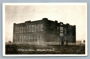 BRUNO MN HIGH SCHOOL ANTIQUE REAL PHOTO POSTCARD RPPC
