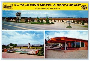 El Palomino Motel & Restaurant Fort Collins Colorado CO Multiview Postcard