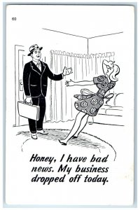 Wife Heard A Bad News My Business Dropped Off Today Unposted Vintage Postcard
