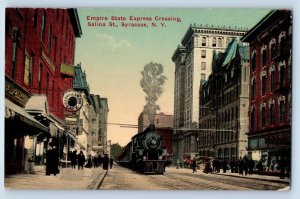 Syracuse New York NY Postcard Empire State Express Crossing Salina Street c1910s