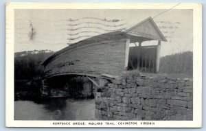 1938 Covington Virginia Vintage Postcard Humpback Bridge Midland Trail Covered