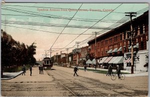Spadina Avenue at Queen Street Toronto Canada 1912 Postcard Streetcar H82