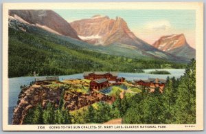 Glacier National Park Montana 1940s Postcard Going To The Sun Chalets