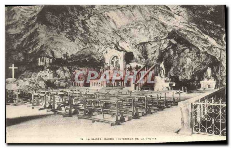 Old Postcard La Sainte Baume Cave Interior