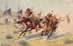 Postcard C-1910 John Innes Indian Pony Race MacFarlane TP24-2048