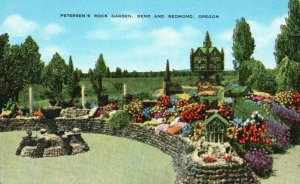 Vintage Postcard Beautiful Petersen's Rock Garden Bend & Redmond Oregon Flowers