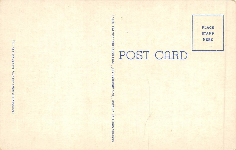 Jacksonville Illinois 1940s Postcard High School Building