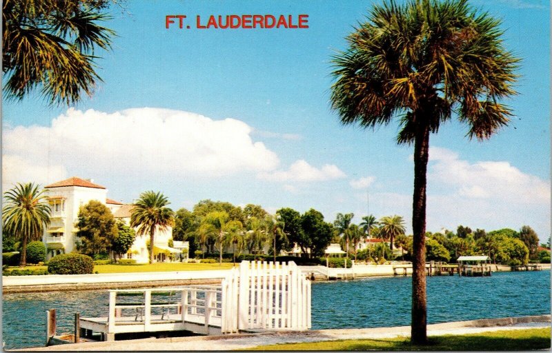 Ft Fort Lauderdale Florida FL Palms Waterway VTG Postcard Koppel UNP Unused 