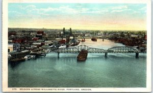 Postcard - Bridges Across Willamette River - Portland, Oregon