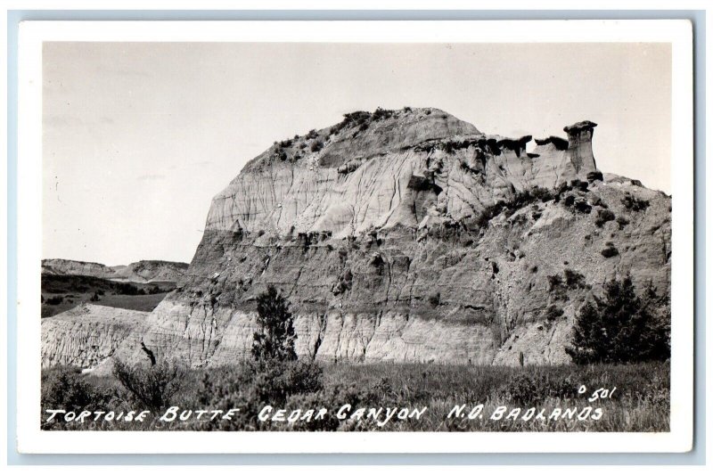 Badlands North Dakota ND Postcard RPPC Photo Tortoise Butte Cedar Canyon c1940's