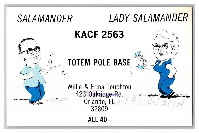 Postcard QSL CB Ham Radio Amateur Card From Orlando FL Florida KACF 2563