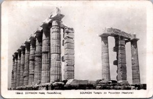 Greece Sounion Temple of Poseidon Vintage RPPC C196