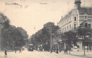 A212 Germany 1915 Duesseldorf Koenigsallee Tram vintage postcard
