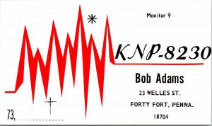 VINTAGE POSTCARD CITIZEN BAND HAM RADIO CALLING CARD KNP-8230 FORTY FORT PENNA