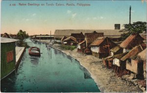 PC PHILIPPINES, NATIVE ESTATES ON TONDO ESTERO, Vintage Postcard (b42971)