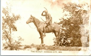 1920s - 1940s Native Americana The Scout Kansas City MO RPPC Real Photo Postcard
