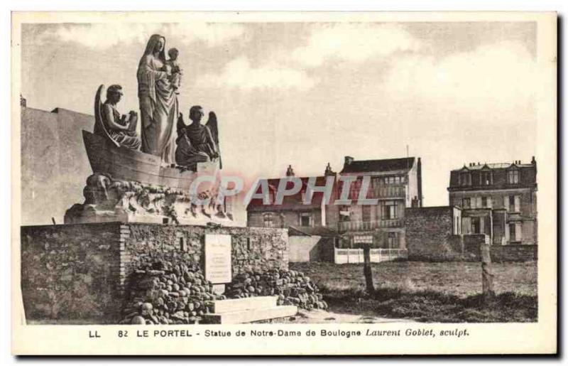 Old Postcard Le Portel Statue of Our Lady of Boulogne Laurent Goblet Sculpt