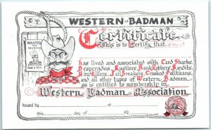 M-25279 Western Badman Association Certificate