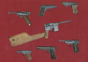WW2 Guns Of The Third Reich Germany Waltham PP Mause HSC Polish Model Postcard