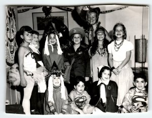 Halloween Party Vintage Photograph Children Boys Girls Witch Superman Ballet