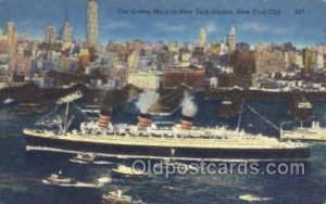 The Queen Mary in New York Harbor, USA Ship 1954 