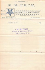 BUFFALO NY~W H PECK-PENSION-CLAIM ATTORNEY-RM 9 EAGLE ST~LETTERHEAD TRADE CARD