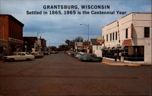 Grantsburg Wisconsin WI Classic 1960s Cars Street Scene Vintage Postcard