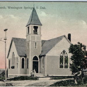 c1910s Wessington Springs, S. Dak. Methodist Church Postcard SD Light Pole A83