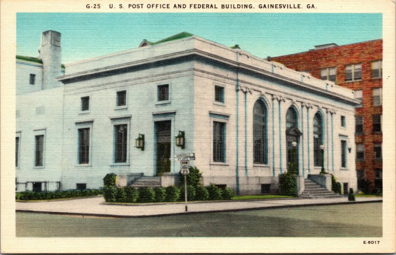 Vtg 1940s US Post Office and Federal Building Gainesville Georgia GA Postcard