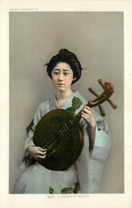 UDB Postcard 6948 A Japanese Melody, Woman with Musical Instrument, Detroit Pub.