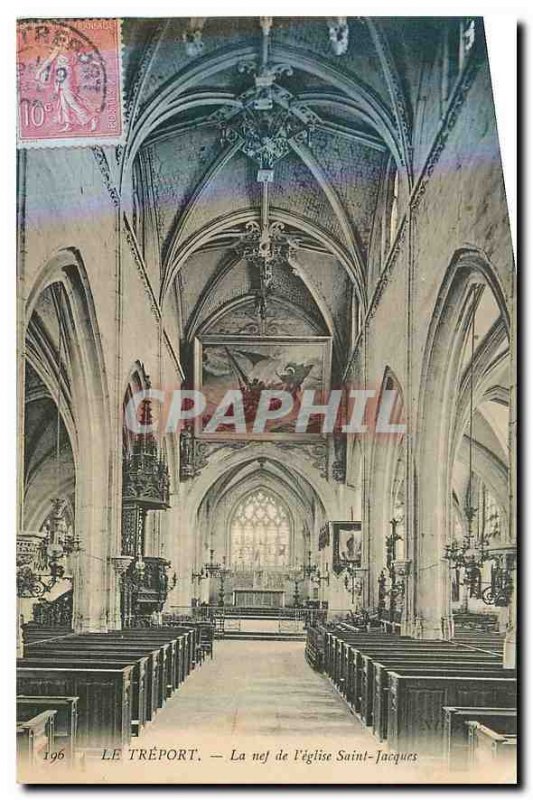 Old Postcard Le Treport The nave of the Church of Saint Jacques