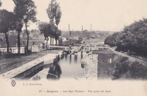 Arques Les Sept Ecluses Vue Prise Du Bas Haut French Old Postcard