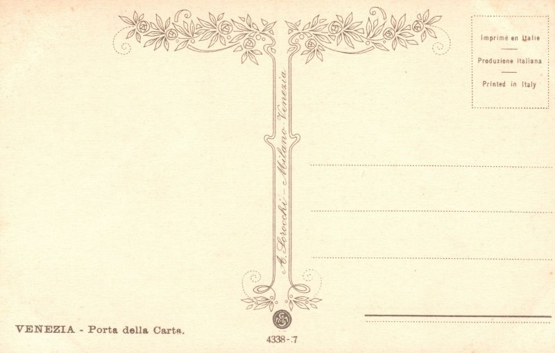 Porta Della Carta Entrance Doge's Palace Venice Italy Art Vintage Postcard