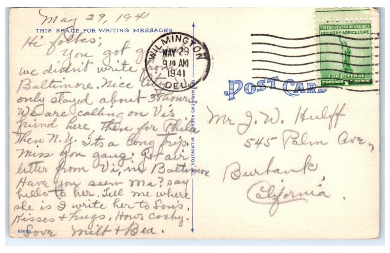 1941 Park Drive and Brandywine Creek, Wilmington, DE Postcard