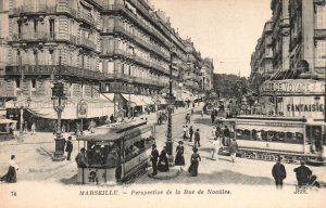 Vintage Postcard Perspective De La Rue De Noailles Marseille France