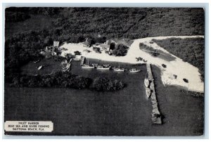 1953 Aerial View Inlet Harbor Deep Sea River Fishing Daytona Beach FL Postcard