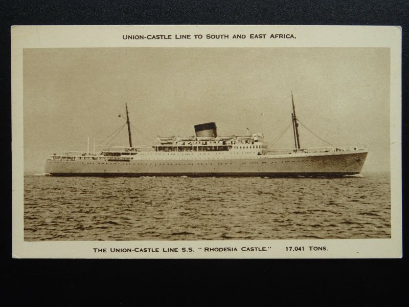 Union Castle Line S.S. RHODESIA CASTLE (2) c1930s Postcard