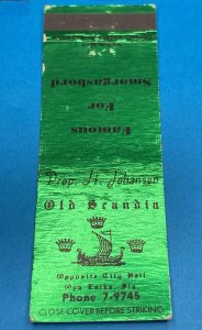 Old Scandia Restaurant Viking Lounge Opa Locka FL Vintage Matchbook Cover MB147