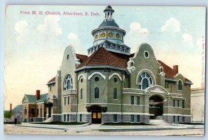1911 Aberdeen South Dakota SD Vintage Postcard First M. E. Church Front Building