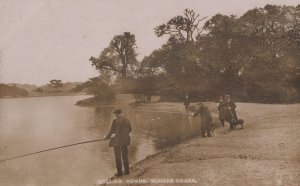 Fishing at Whipps Cross Hollow Pond Walthamstow Old Postcard