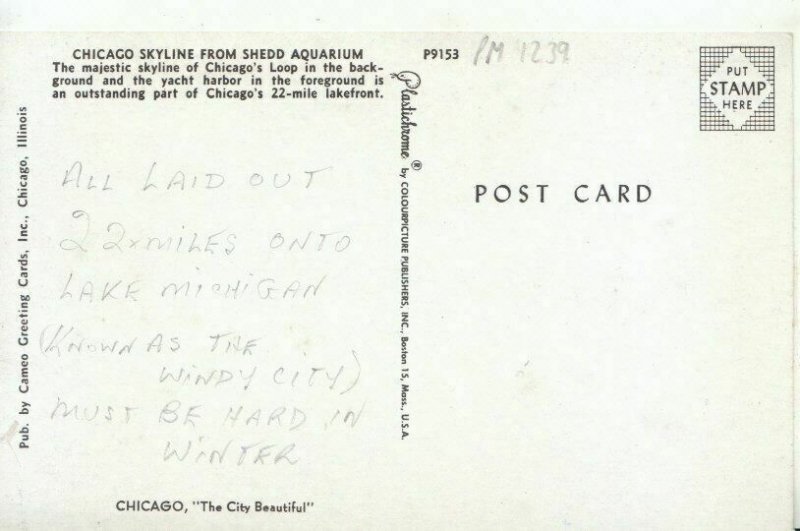 America Postcard - Chicago Skyline From Shedd Aquarium - Ref TZ7759
