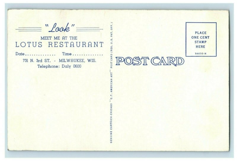 Vintage Lotus Chinese Restaurant Milwaukee, Wis. P163