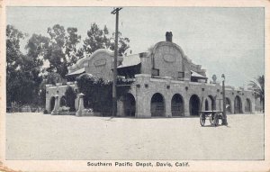 Davis California Southern Pacific Train Station Vintage Postcard AA30538