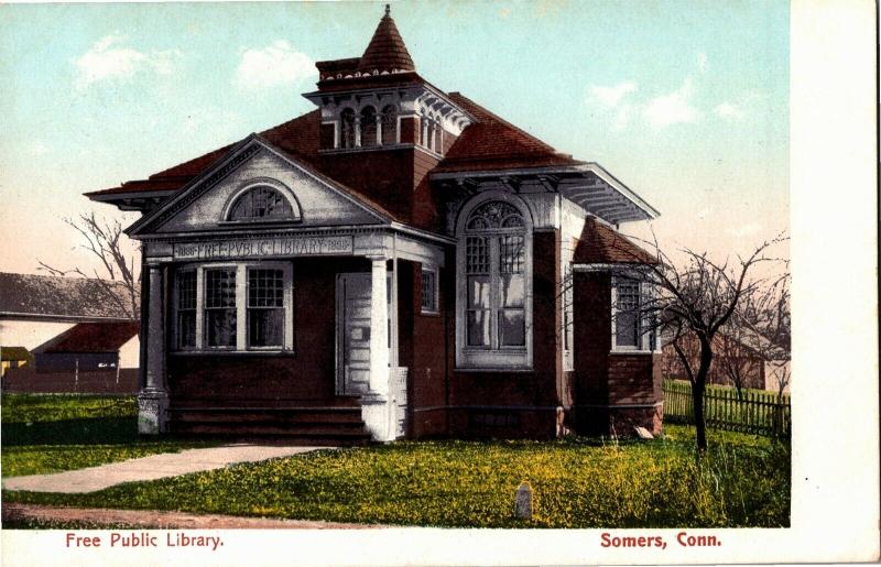 Free Public Library, Somers Connecticut Vintage Postcard N12