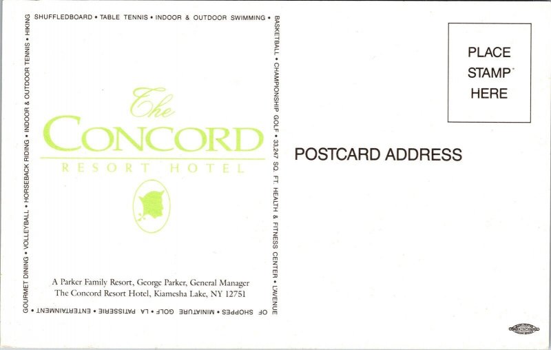 Concord Resort Hotel Health Fitness Center Kiamesha Lake NY New York Postcard  