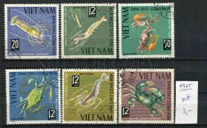 265076 VIETNAM 1965 year used stamps set crayfish crabs